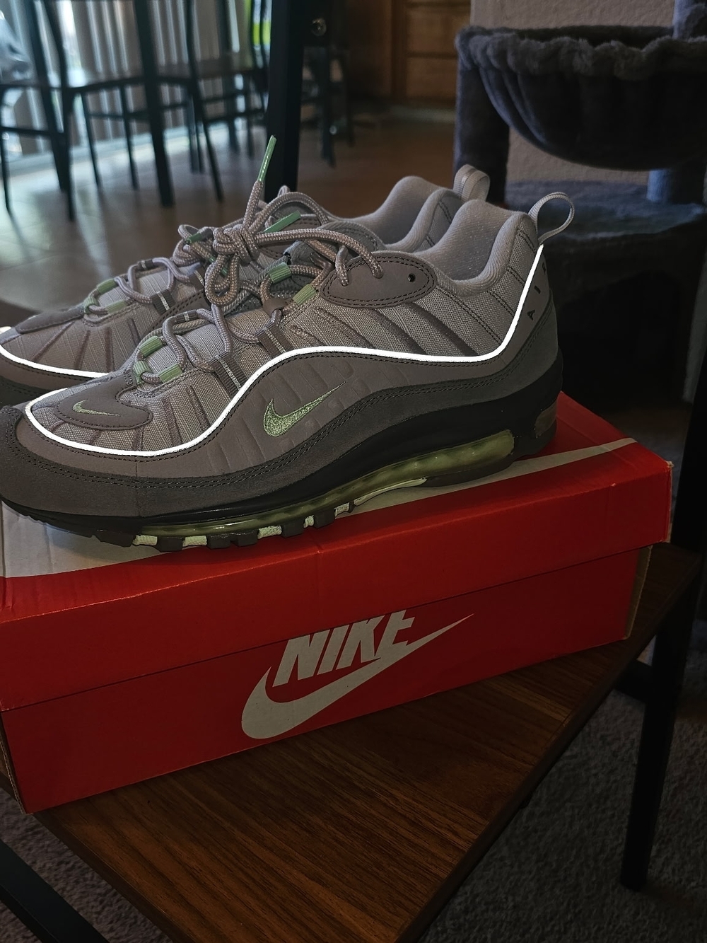 Nike Air Max 98 Sneakers — Grey with Green Accents